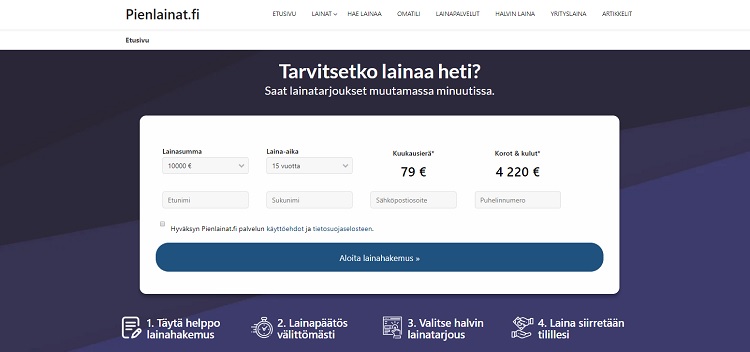 Pienlainat.fi - Lainaa heti 100 - 60.000 euroa | VertaaLainaa.fi