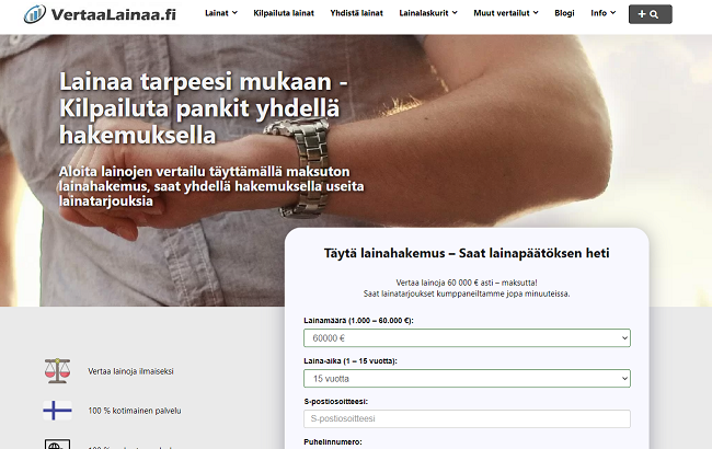 VertaaLainaa.fi auttaa lainojen vertailussa ja kilpailuttamisessa